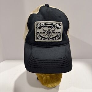 Wrangler Hat Cap Snap Back One Size Blue Trucker Mesh Patch Buffalo Southwestern